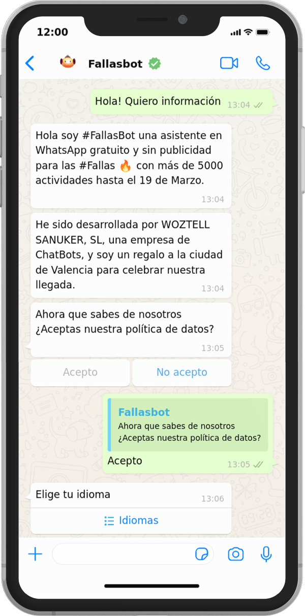 Fallasbot whatsapp assistant Valencia